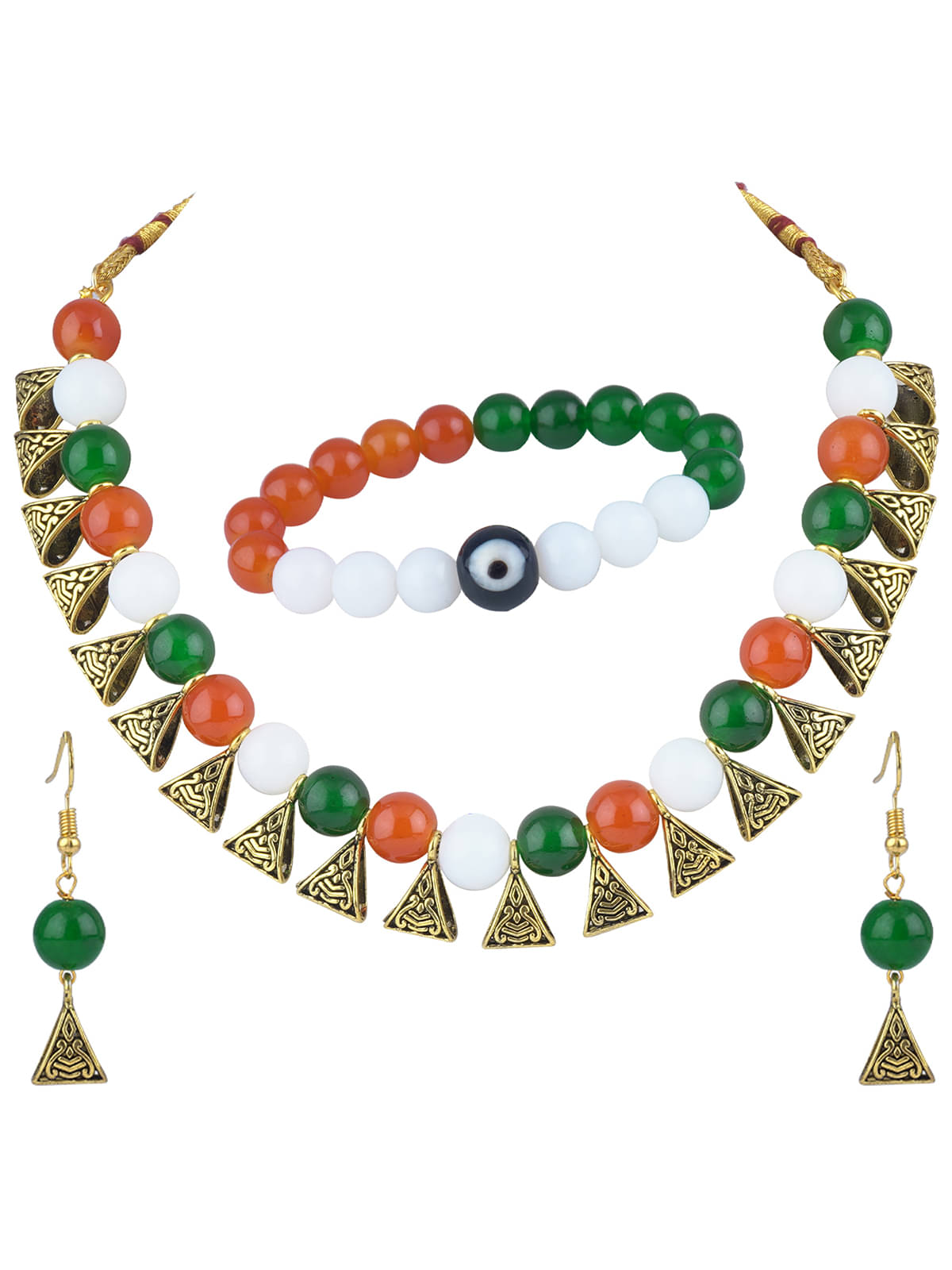     			JFL - Jewellery For Less Multi Color Brass Necklace Set ( Pack of 1 )