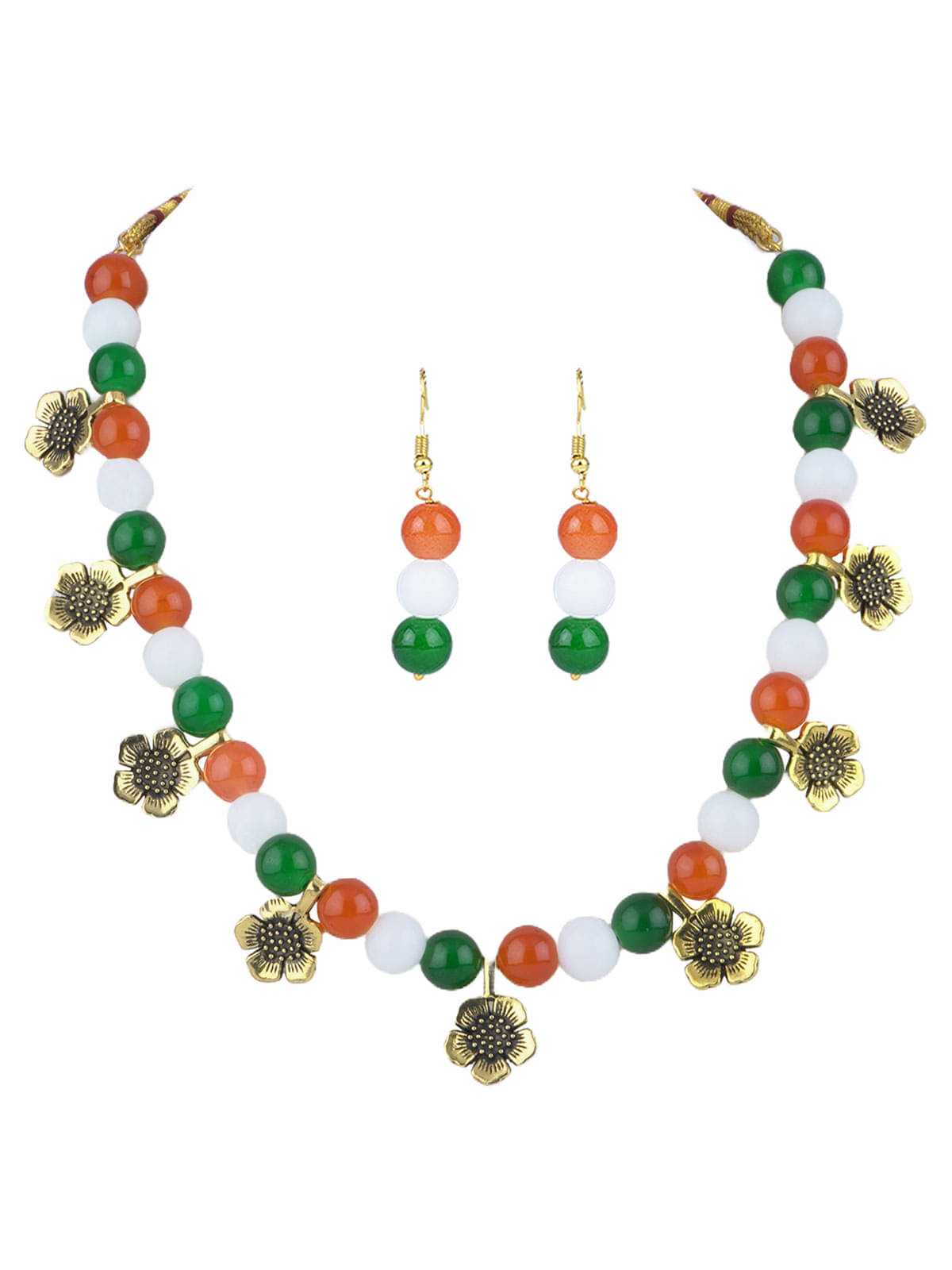     			JFL - Jewellery For Less Multi Color Brass Necklace Set ( Pack of 1 )