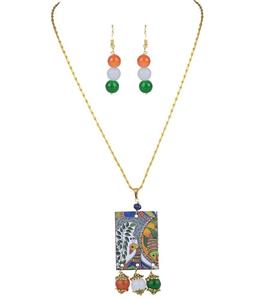     			JFL - Jewellery For Less Multi Color Brass Necklace Set ( Pack of 1 )
