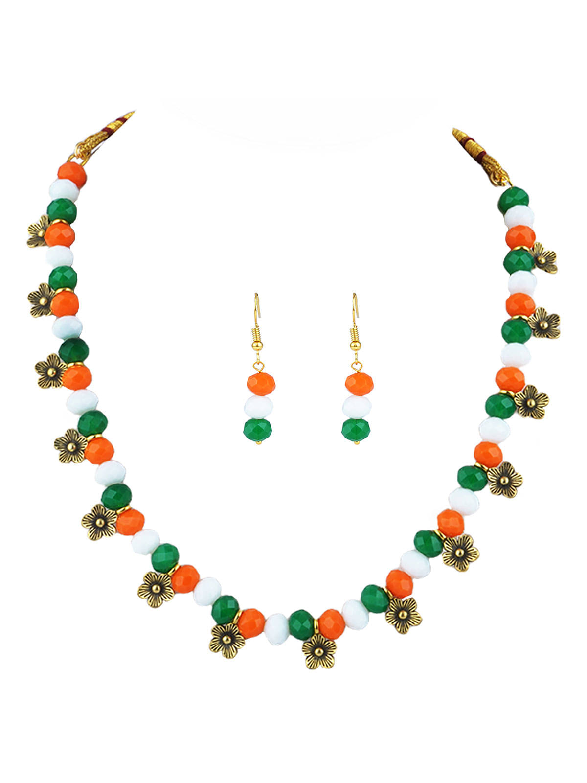     			JFL - Jewellery For Less Multi Color Brass Necklace Set ( Pack of 1 )