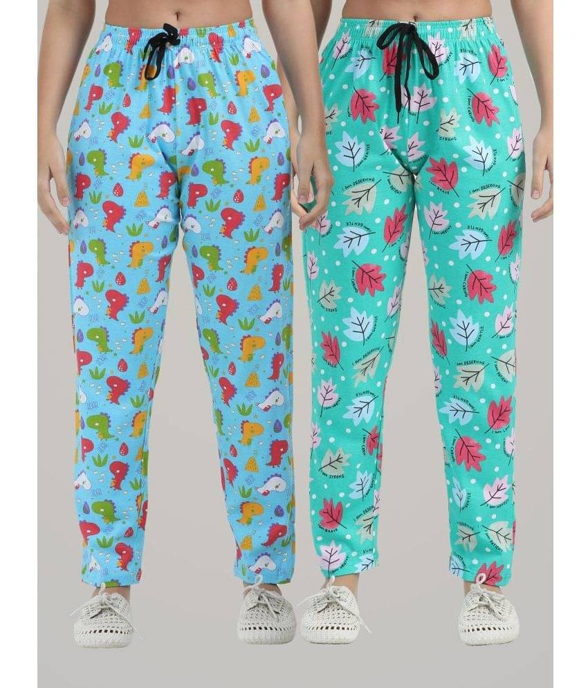     			JILZ Multi Color Cotton Women's Nightwear Pyjama ( Pack of 2 )