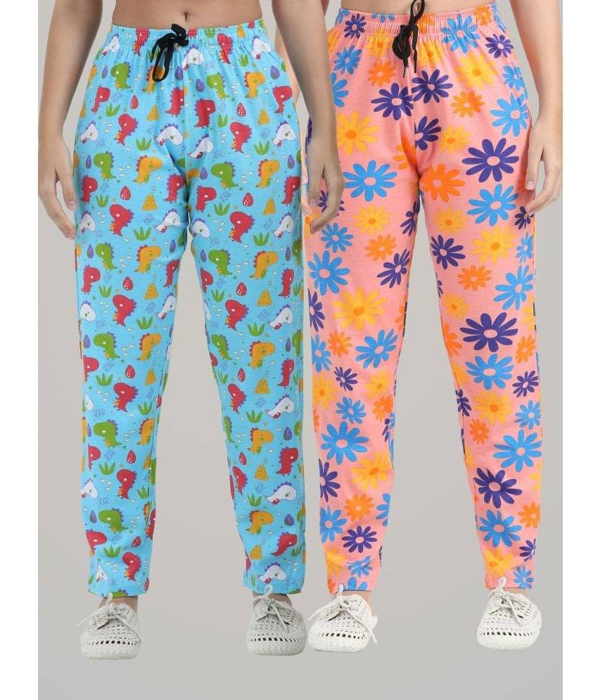     			JILZ Multi Color Cotton Women's Nightwear Pyjama ( Pack of 2 )