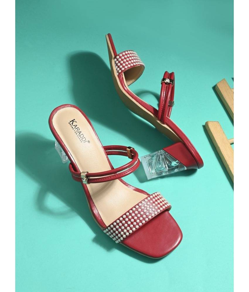 KARADDI Maroon Women's Slip On Heels KARADDI Maroon Women's Slip On Heels