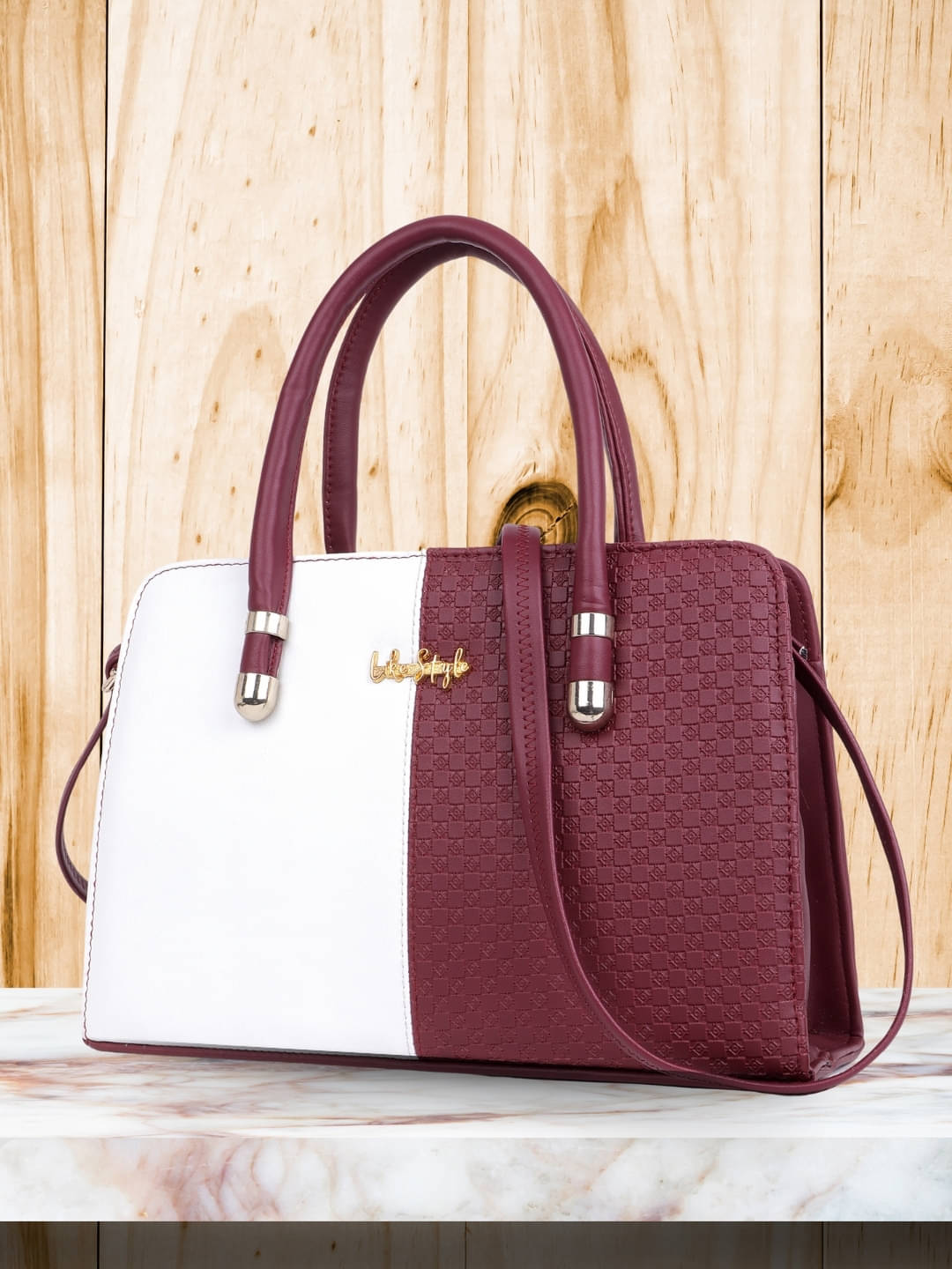     			LIKE STYLE Shoulder Bag PU Set of 1 ( Maroon )