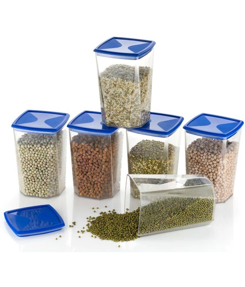 OFFYX DIAMOND 1100ML Plastic Blue Multi-Purpose Container ( Set of 6 )