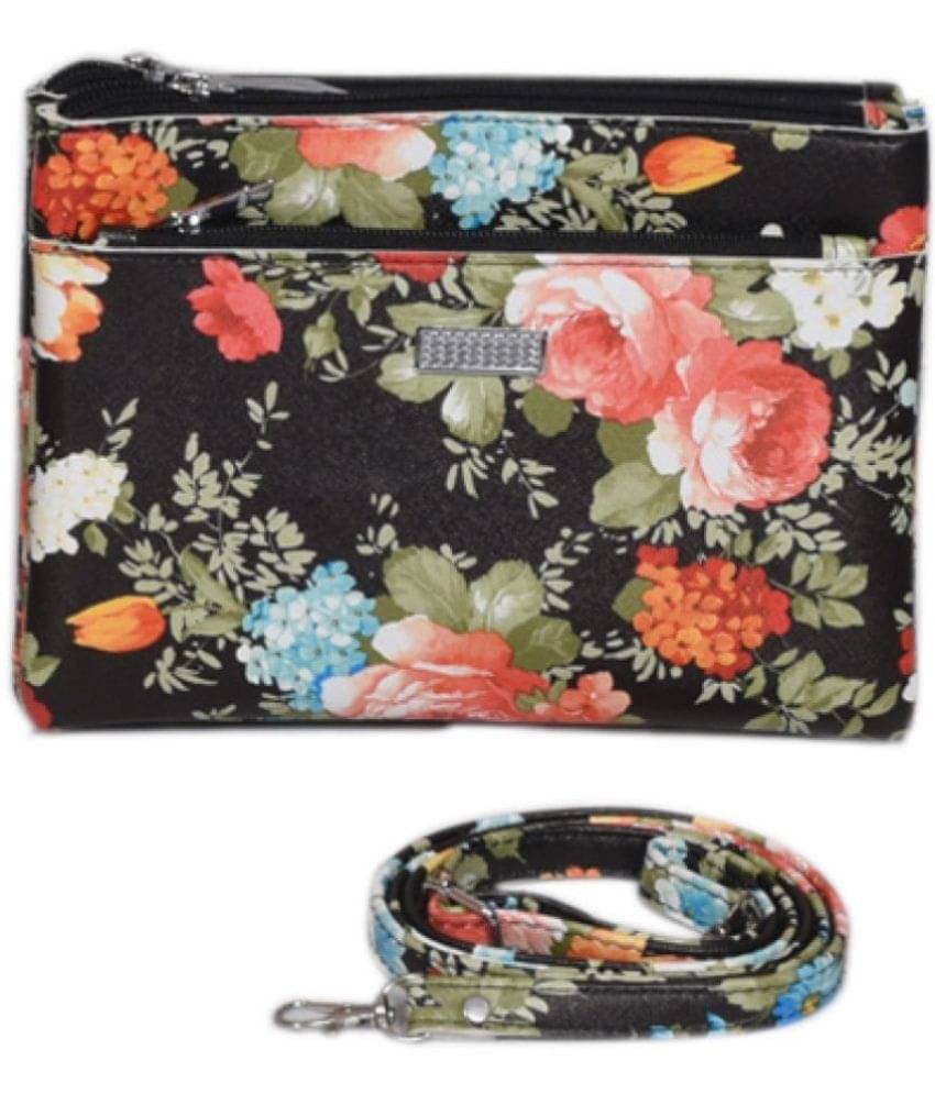     			SUNESH CREATION Black Fabric Sling Bag