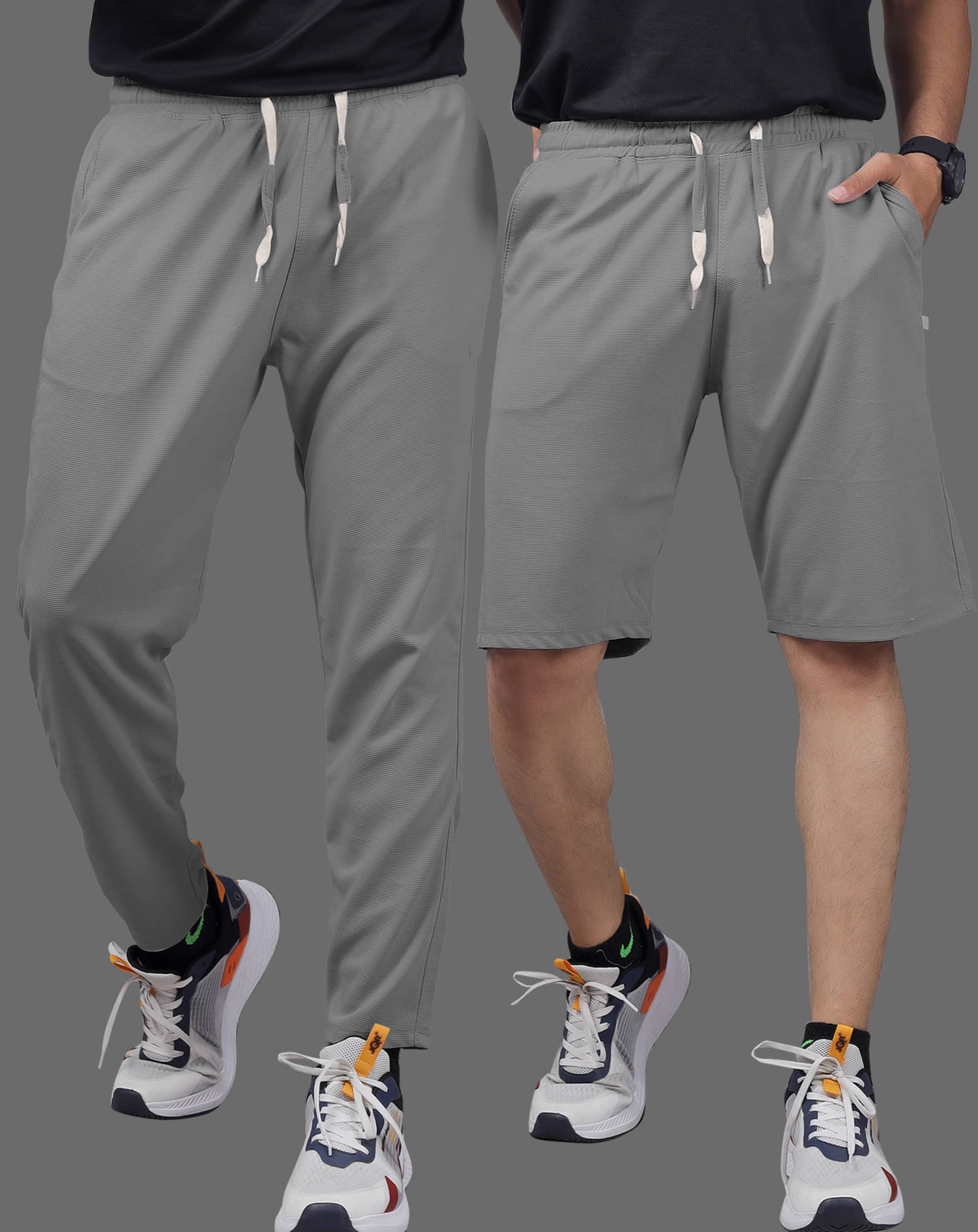     			Septem Dark Grey Cotton Blend Men's Gym Shorts ( Pack of 2 )