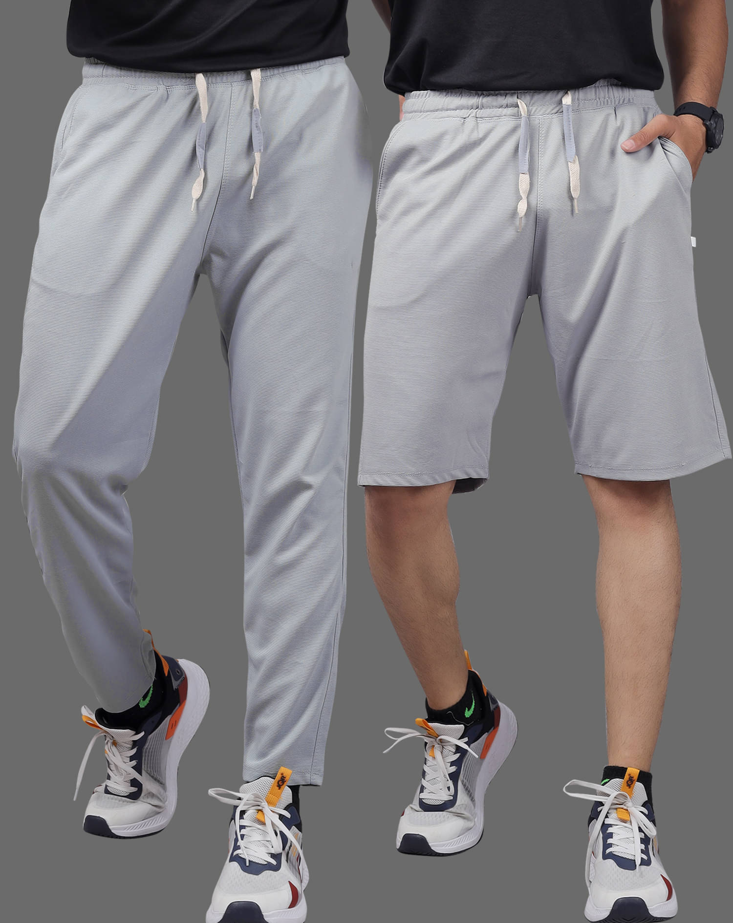     			Septem Light Grey Cotton Blend Men's Gym Shorts ( Pack of 2 )