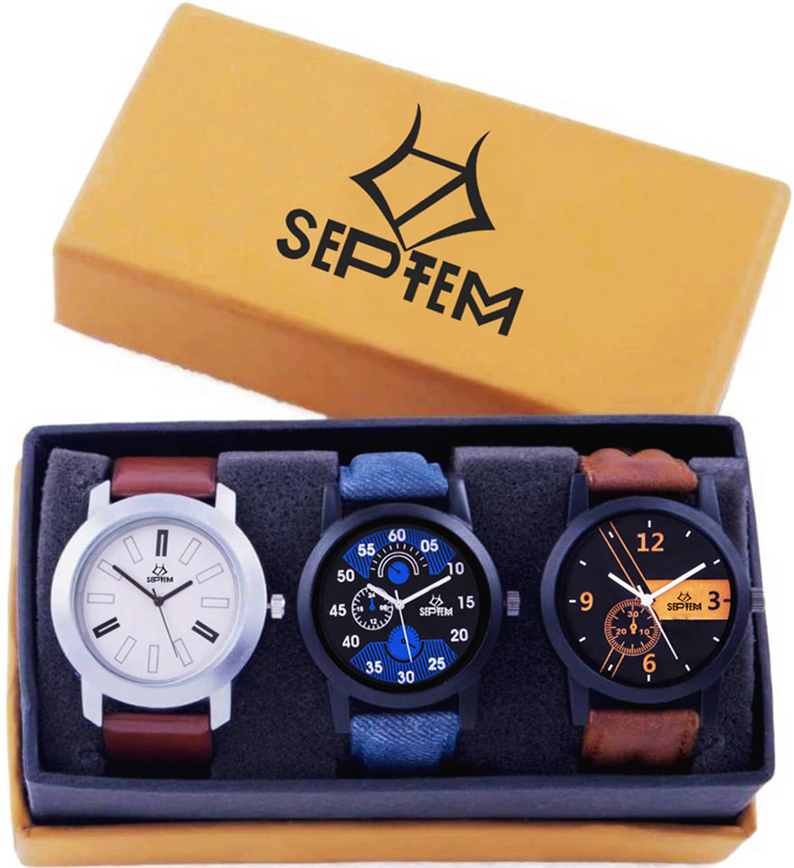     			Septem Multicolor Leather Analog Men's Watch