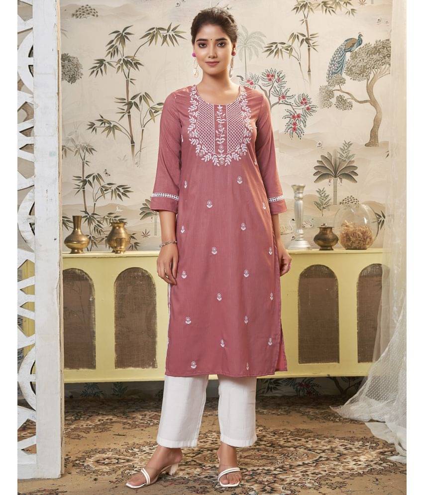     			Skylee Chiffon Embroidered A-line Women's Kurti - Pink ( Pack of 1 )