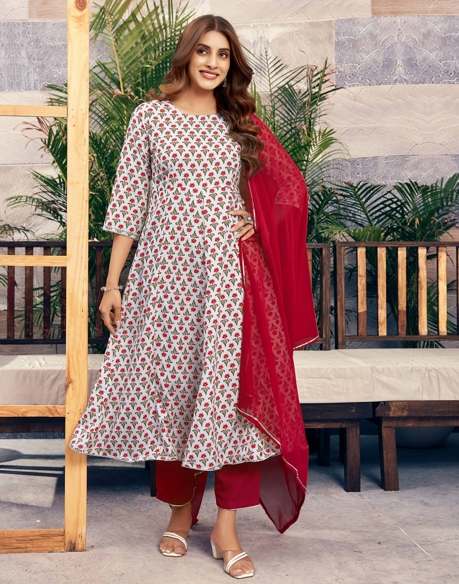 Skylee Rayon Printed Kurti With Pants Women's Stitched Salwar Suit - White ( Pack of 1 ) Skylee Rayon Printed Kurti With Pants Women's Stitched Salwar Suit - White ( Pack of 1 )