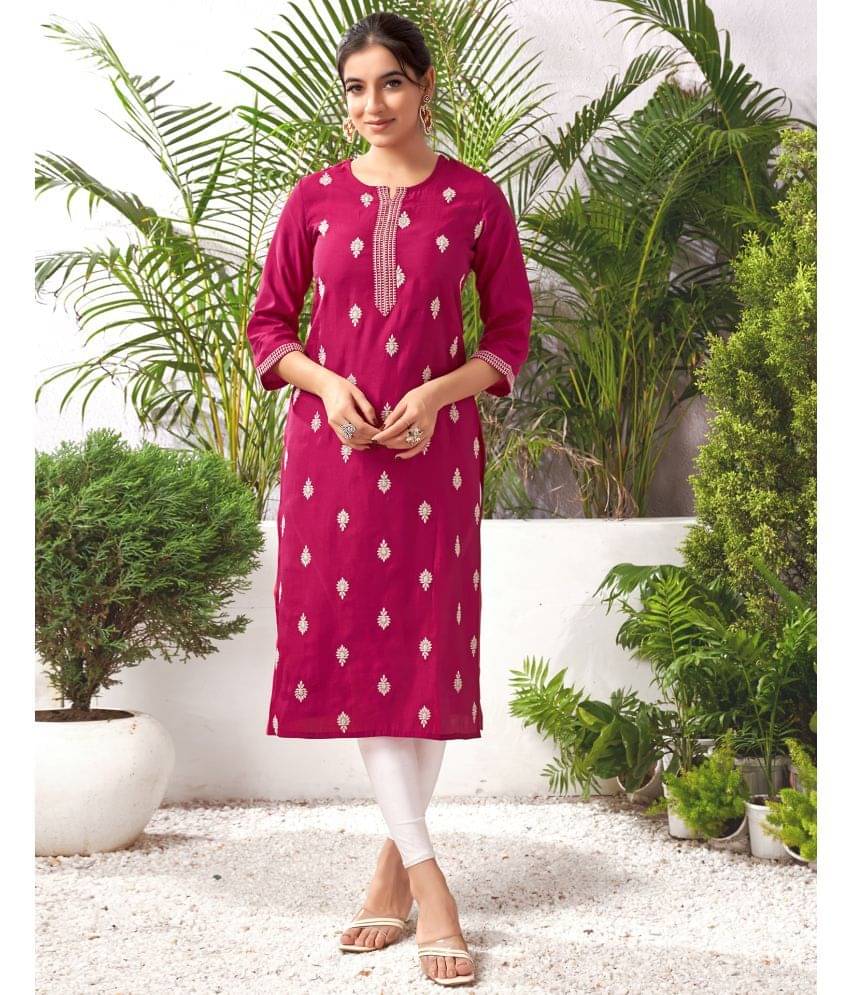     			Skylee Silk Blend Embroidered A-line Women's Kurti - Pink ( Pack of 1 )
