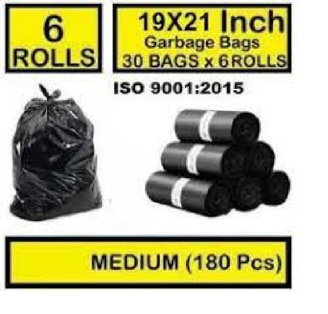     			Slings Kitchenware Black Plastic Garbage Bag Pack of 6
