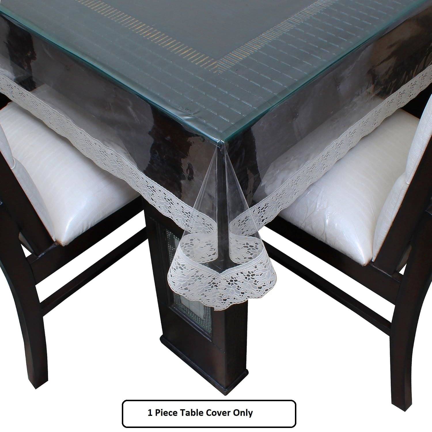     			Revexo Printed PVC 4 Seater Rectangle Table Cover & Table Mats ( 60 x 40 ) cm Pack of 1 Transparent