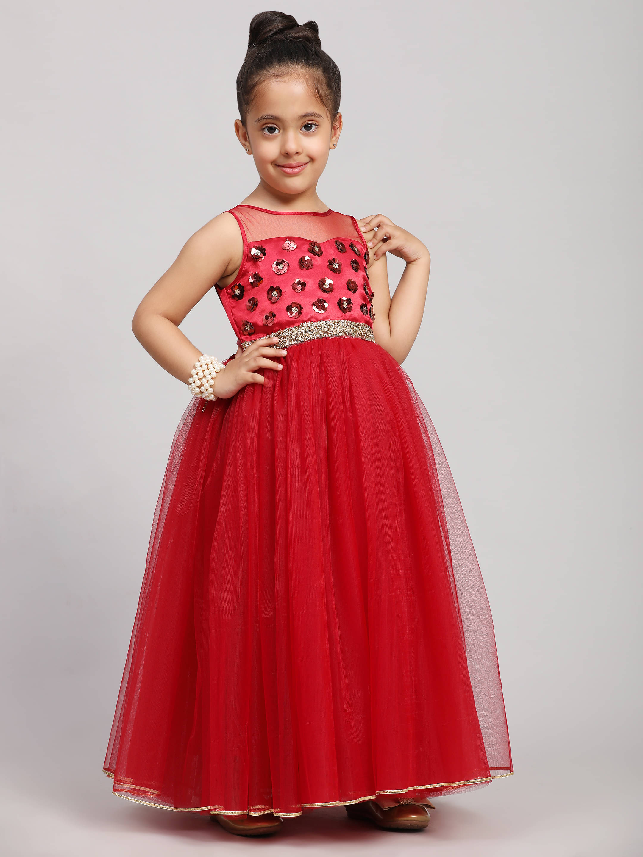 Toy Balloon Kids Net Gown For Girls ( Pack of 1 , Maroon )     			Toy Balloon Kids Net Gown For Girls ( Pack of 1 , Maroon )