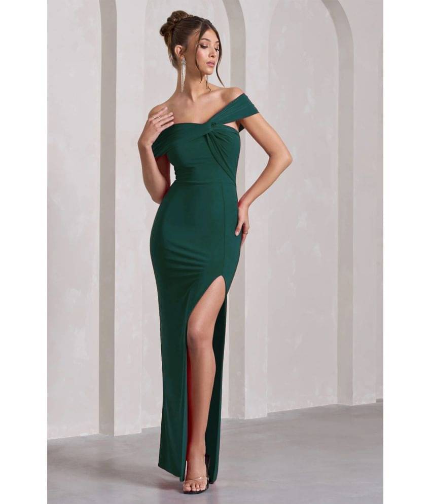     			Traquila Women Lycra Solid Bodycon Dress ( Green )