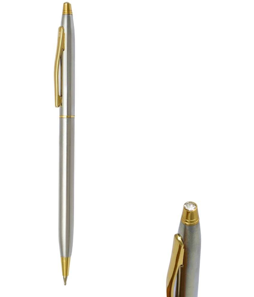     			UJJi Very thin Design with Top Stone with Golden Clip Metal Ball Pen