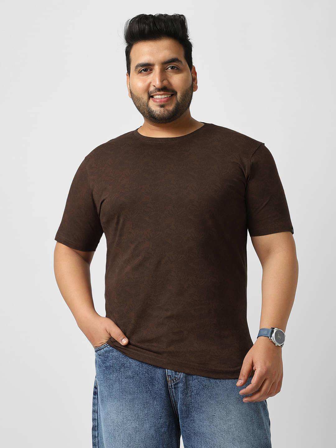     			Urbano Plus Pack of 1 100% Cotton Regular Fit Men's T-Shirt ( Brown )