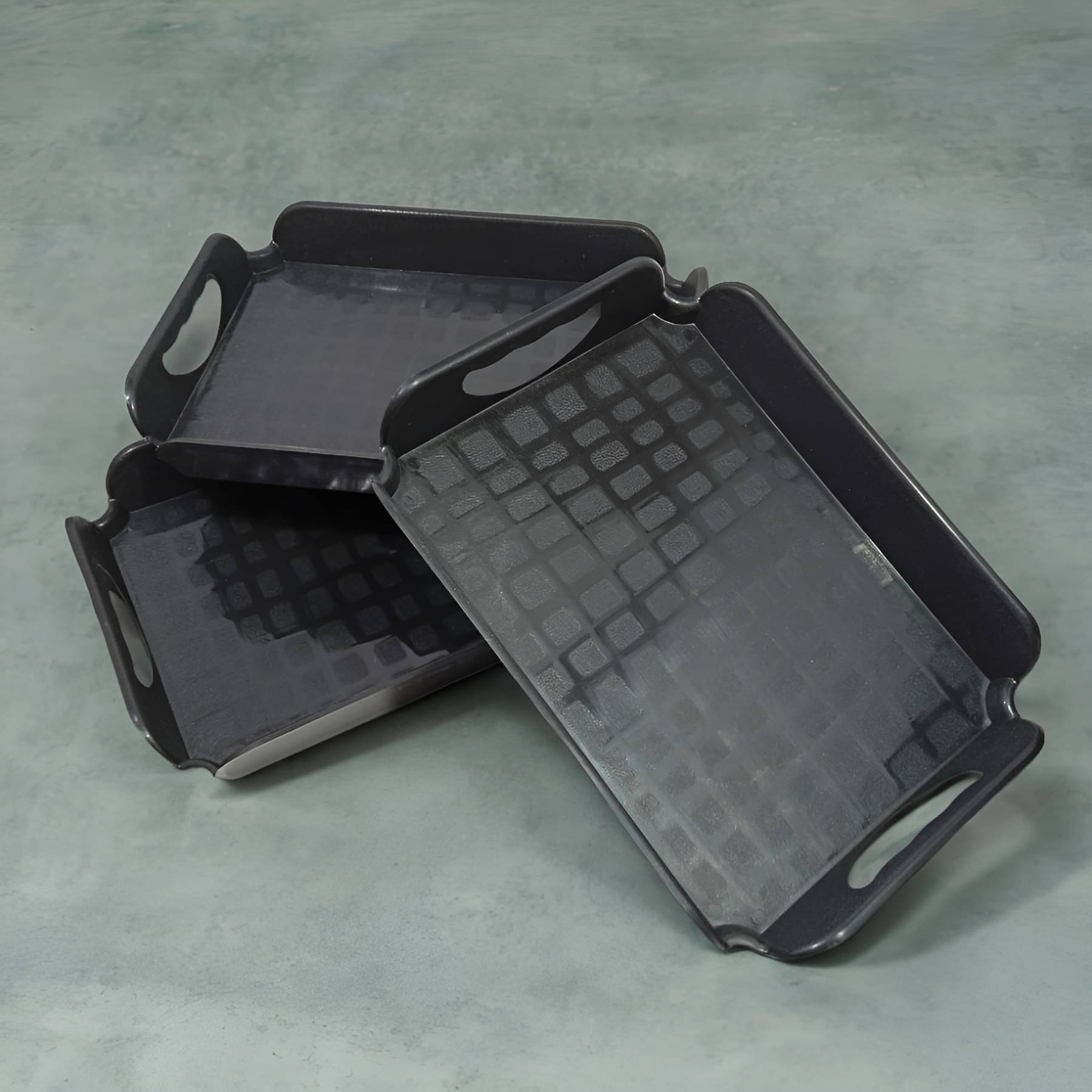     			kitchrox Black Serving Tray ( Set of 3 )