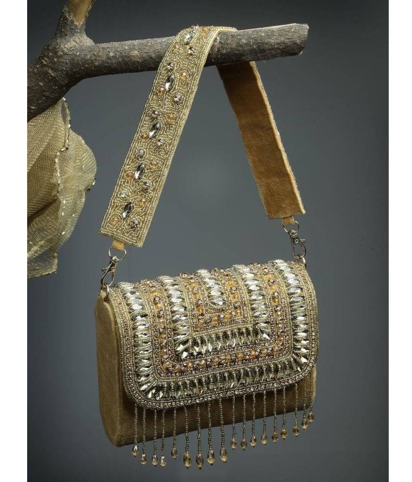     			Anekaant Nude Suede Box Clutch