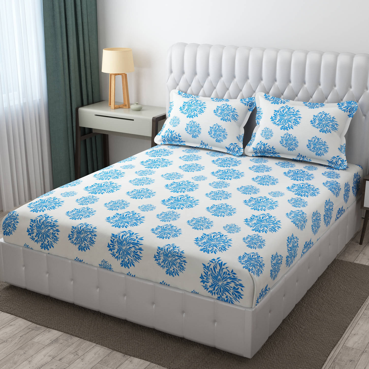     			Apala Microfiber 1 Double King Bedsheet with 2 Pillow Covers ( Turquoise )