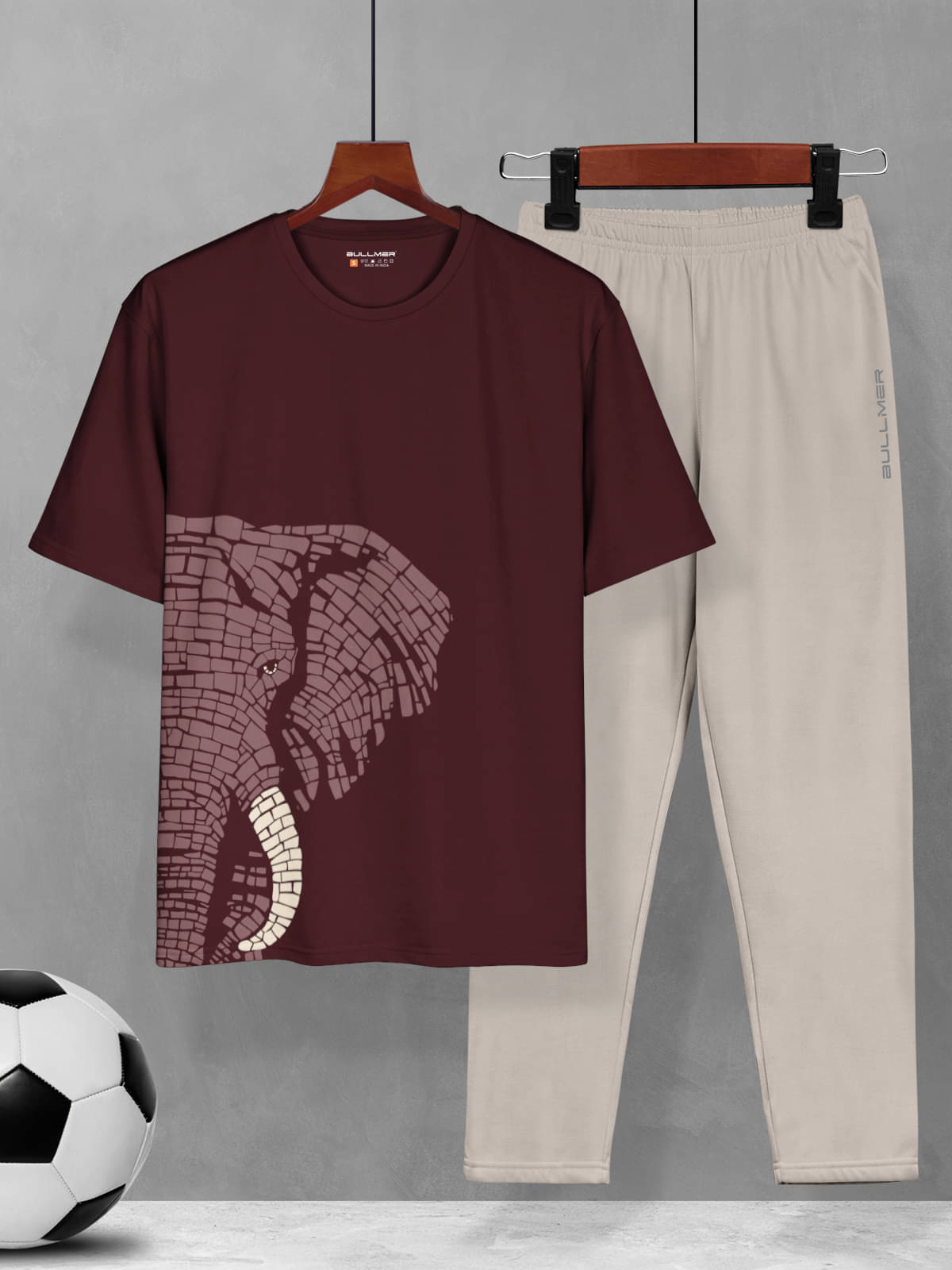     			BULLMER Men's T-shirt With Trousers Co-Ords Set ( Pack of 1 , Burgandy )