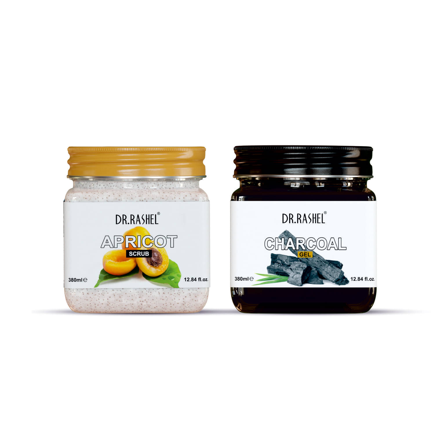 DR.RASHEL Apricot Scrub and Charcoal Gel for Moisturization and Hydration 380 ml each (Pack of 2) DR.RASHEL Apricot Scrub and Charcoal Gel for Moisturization and Hydration 380 ml each (Pack of 2)