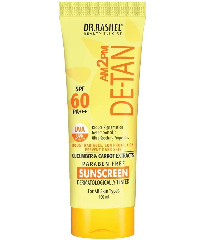     			DR.RASHEL De-Tan SPF 60 PA +++ Sunscreen for Sun protection for all skin types (100 ml, Pack of 1)