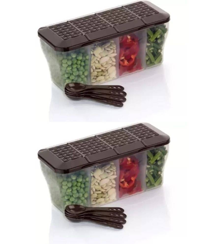     			Dark Sun Kitchenware Dal/Masala/Vegetable Plastic Brown Pickle Container ( Set of 2 )