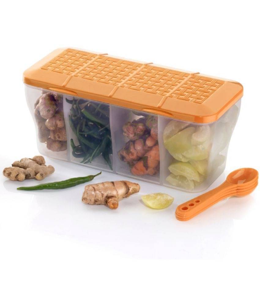 Dark Sun Kitchenware Dal/Masala/Vegetable Plastic Orange Pickle Container ( Set of 1 ) Dark Sun Kitchenware Dal/Masala/Vegetable Plastic Orange Pickle Container ( Set of 1 )