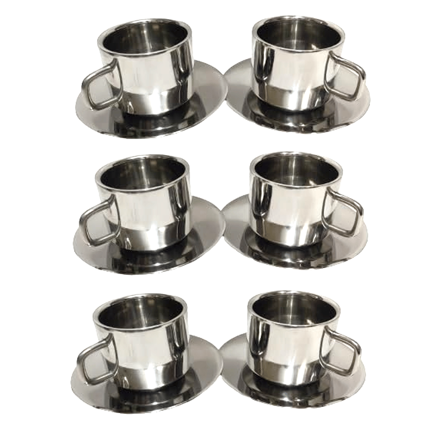     			Dynore Cup & Saucer Set Solid Steel Tea Set 120 ml ( Pack of 6 )