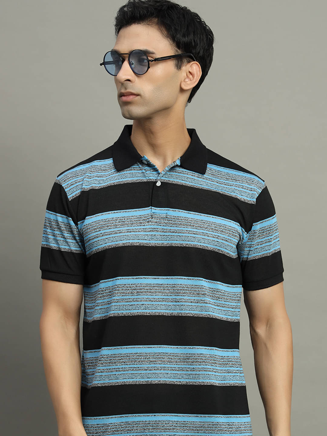 GET GOLF Pack of 1 Cotton Blend Regular Fit Striped Half Sleeves Men's Polo T Shirt ( Black ) GET GOLF Pack of 1 Cotton Blend Regular Fit Striped Half Sleeves Men's Polo T Shirt ( Black )