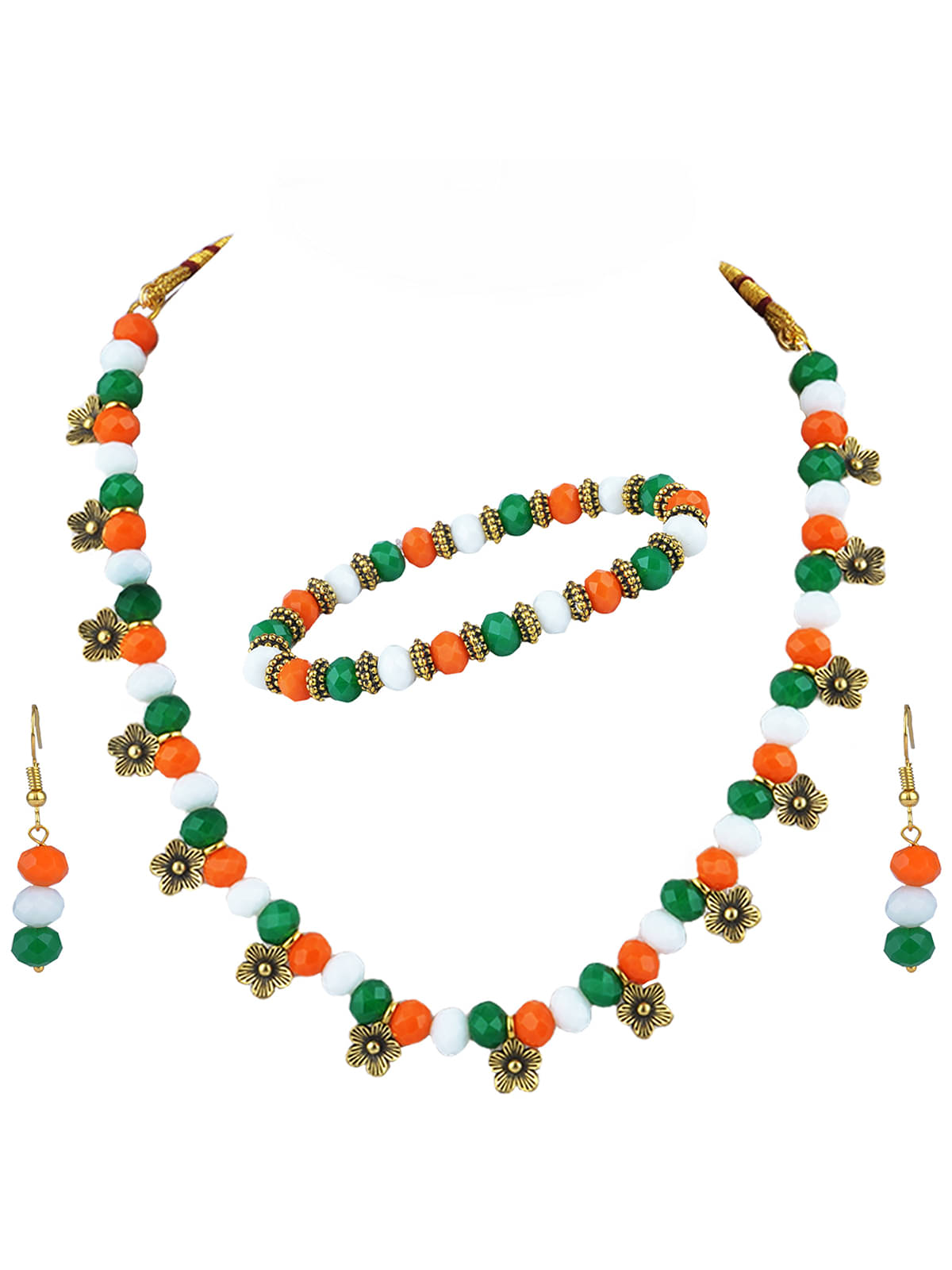    			JFL - Jewellery For Less Multi Color Brass Necklace Set ( Pack of 1 )