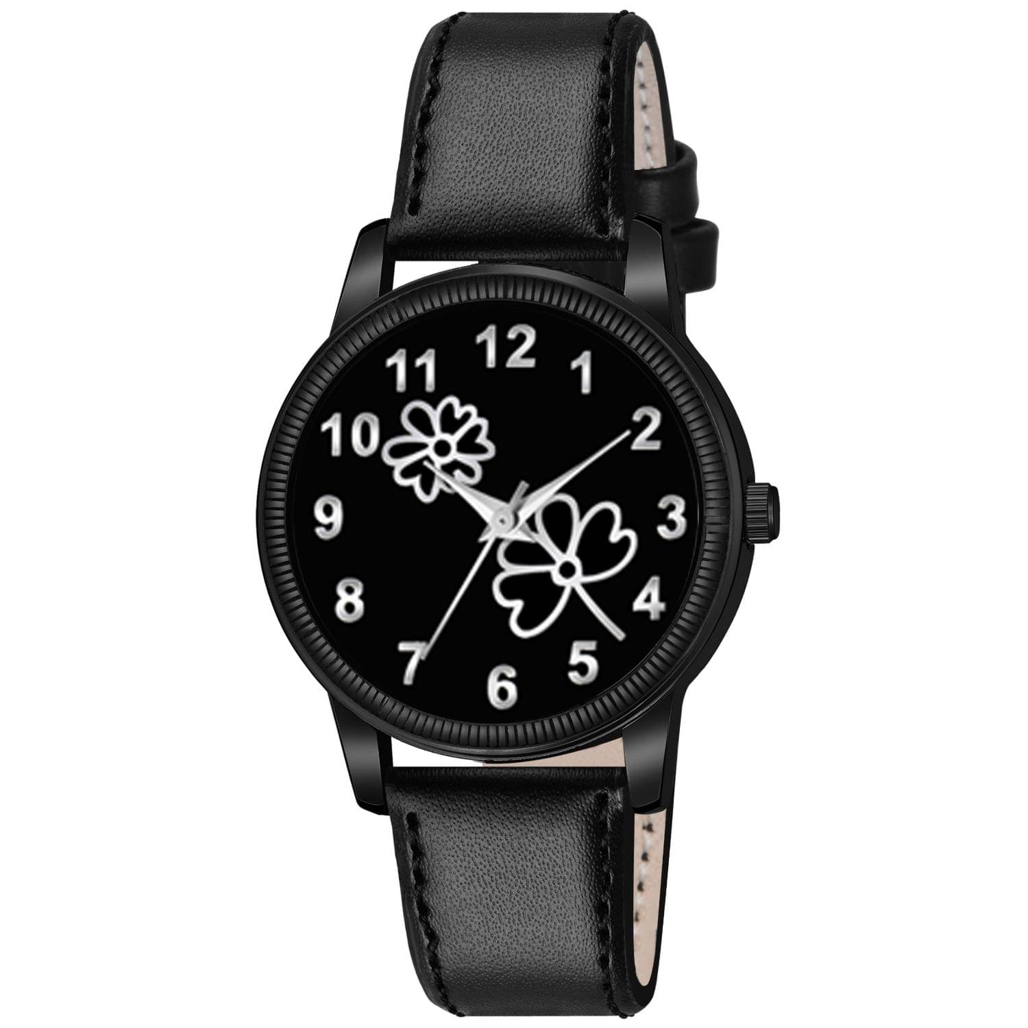     			KIARVI GALLERY Black Leather Analog Womens Watch