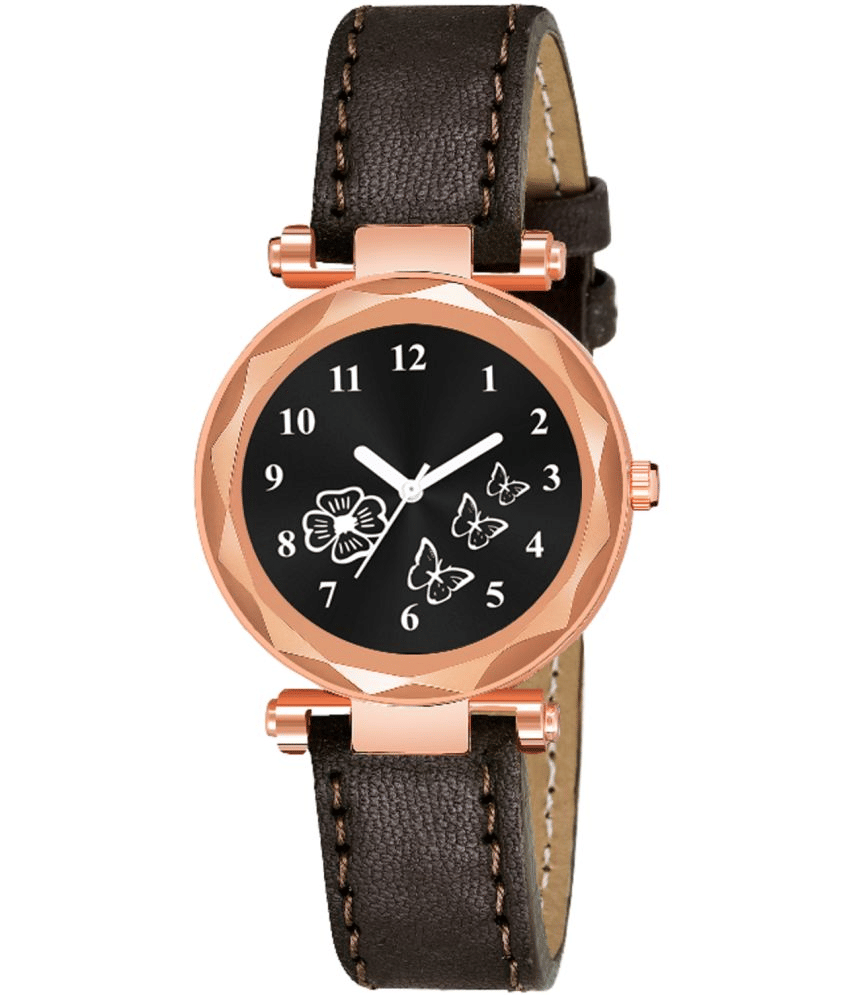     			KIARVI GALLERY Brown Leather Analog Womens Watch