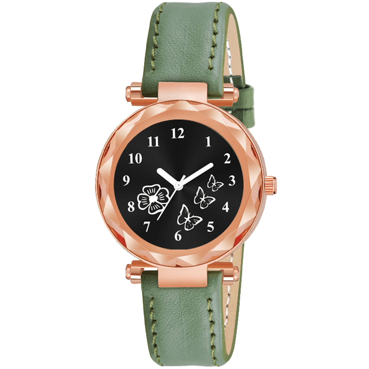     			KIARVI GALLERY Green Leather Analog Womens Watch