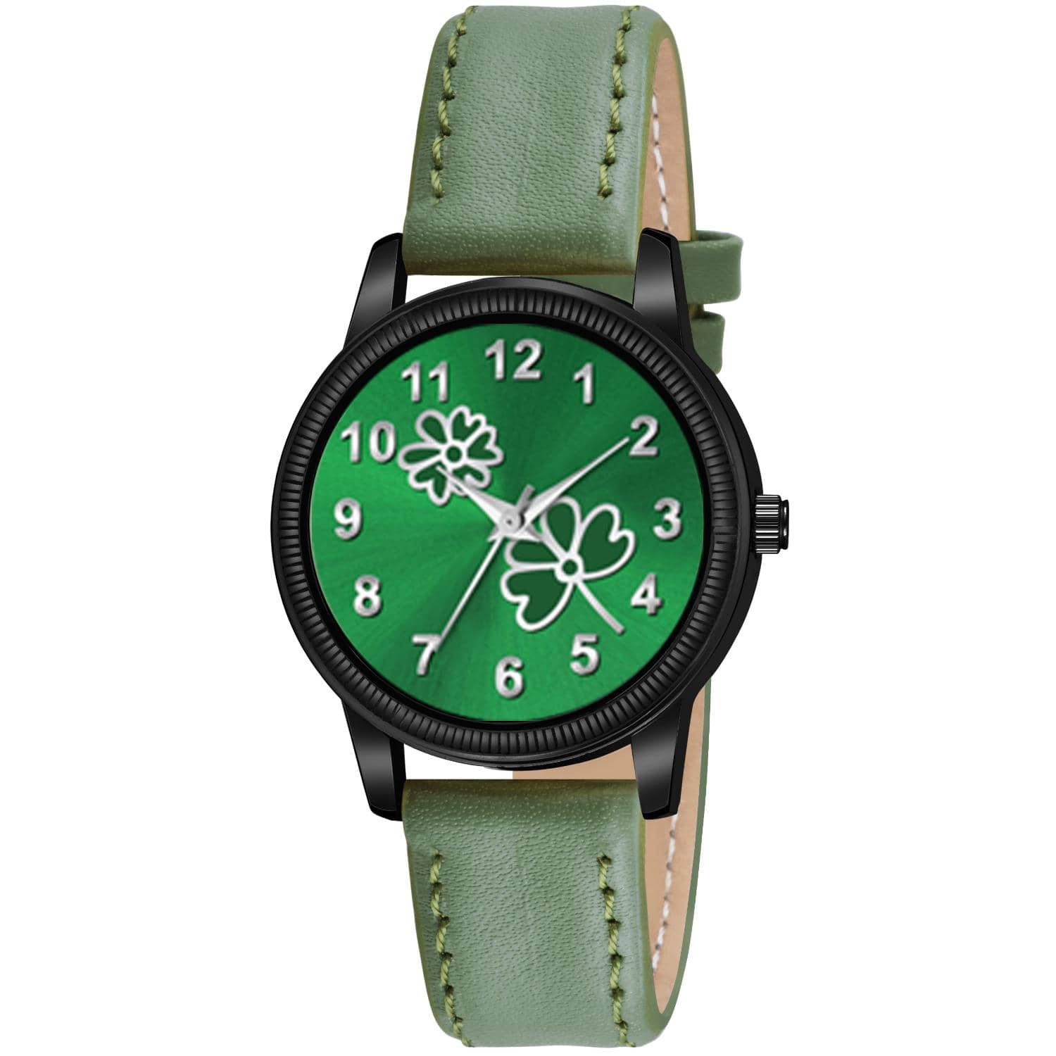 KIARVI GALLERY Green Leather Analog Womens Watch
