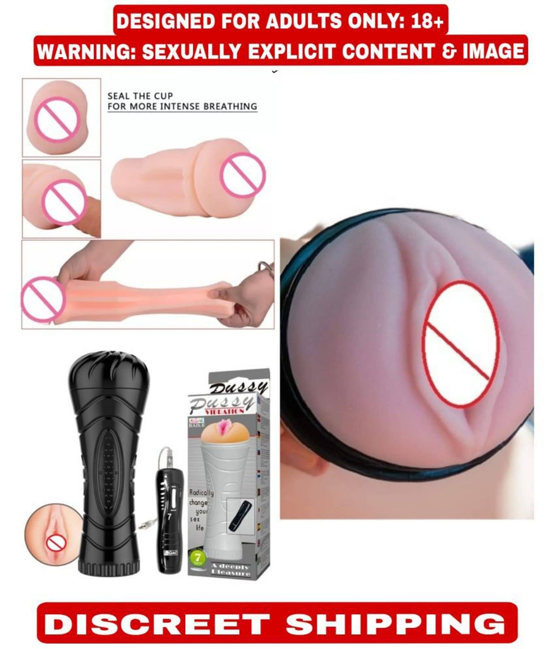 NAUGHTY WORLD MATURBATOR FLESHLIGHT SOFT PUSSY SEX TOY FOR MEN + 7 FUNCTION VIBRATION REMOTE AND 10ML LUBRICANT FREE