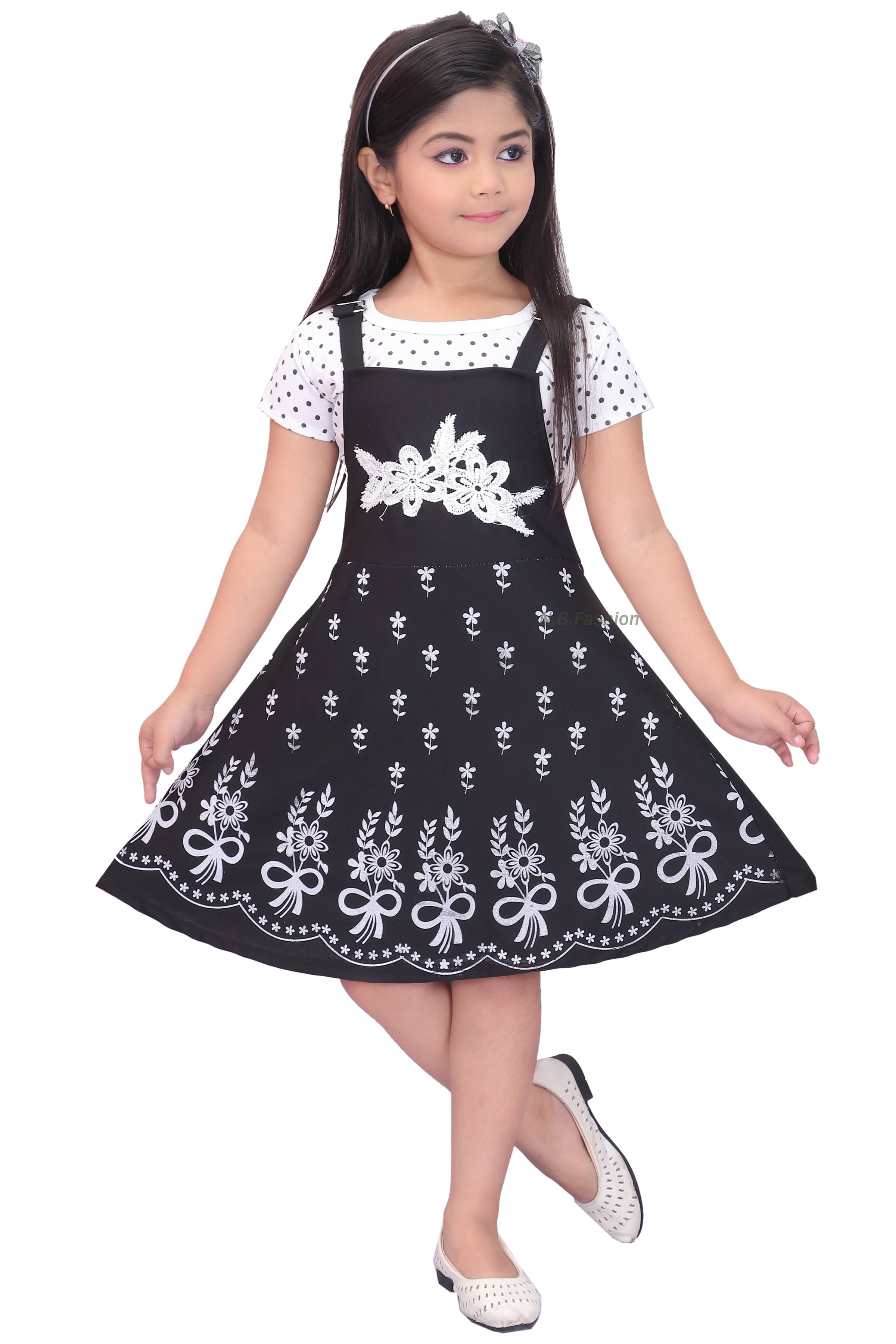 NIPU CREATION Cotton Blend A-line Dress For Girls ( Pack of 1 , Black ) NIPU CREATION Cotton Blend A-line Dress For Girls ( Pack of 1 , Black )