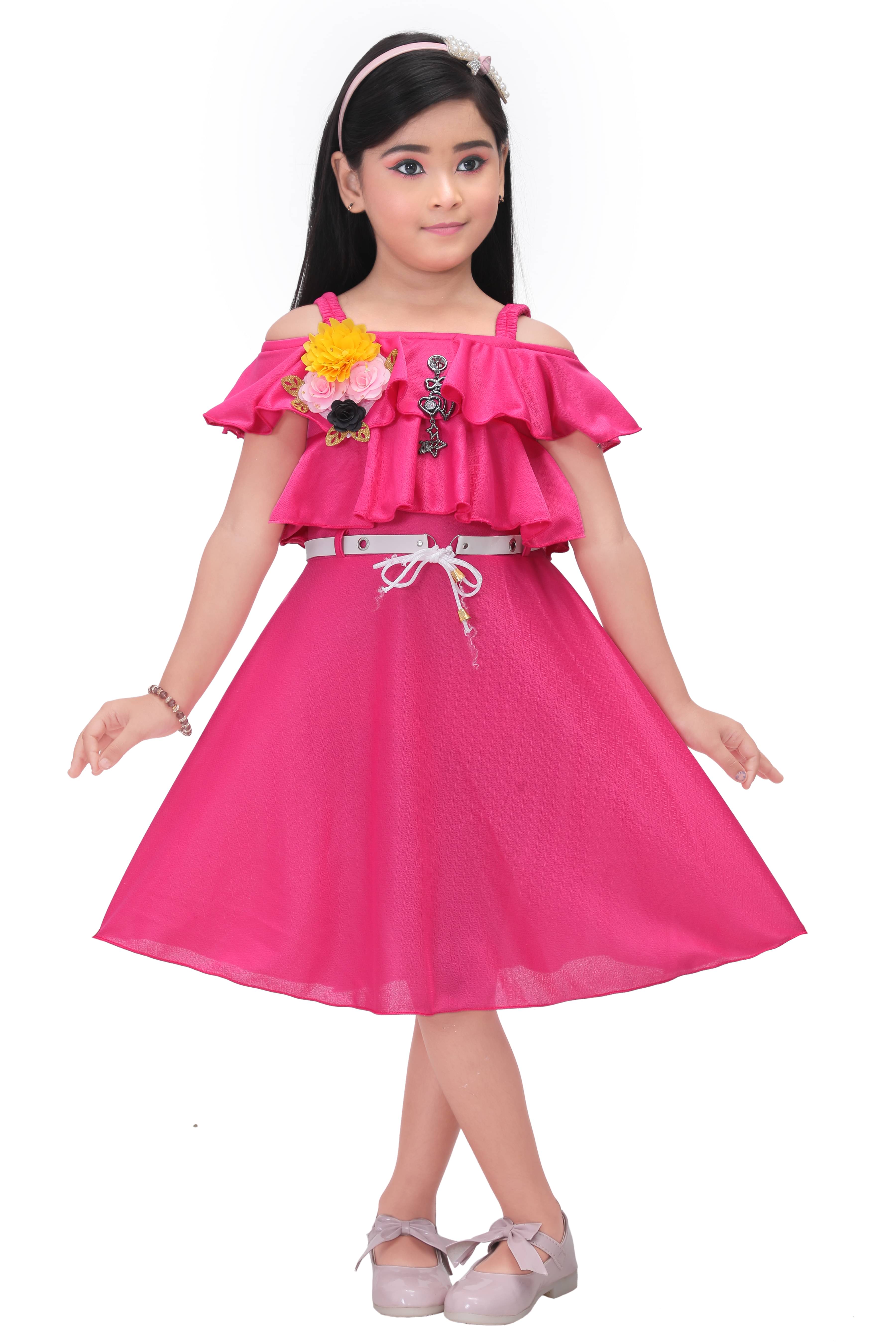 NIPU CREATION Cotton Blend Fit And Flare Dress For Girls ( Pack of 1 , Pink ) NIPU CREATION Cotton Blend Fit And Flare Dress For Girls ( Pack of 1 , Pink )