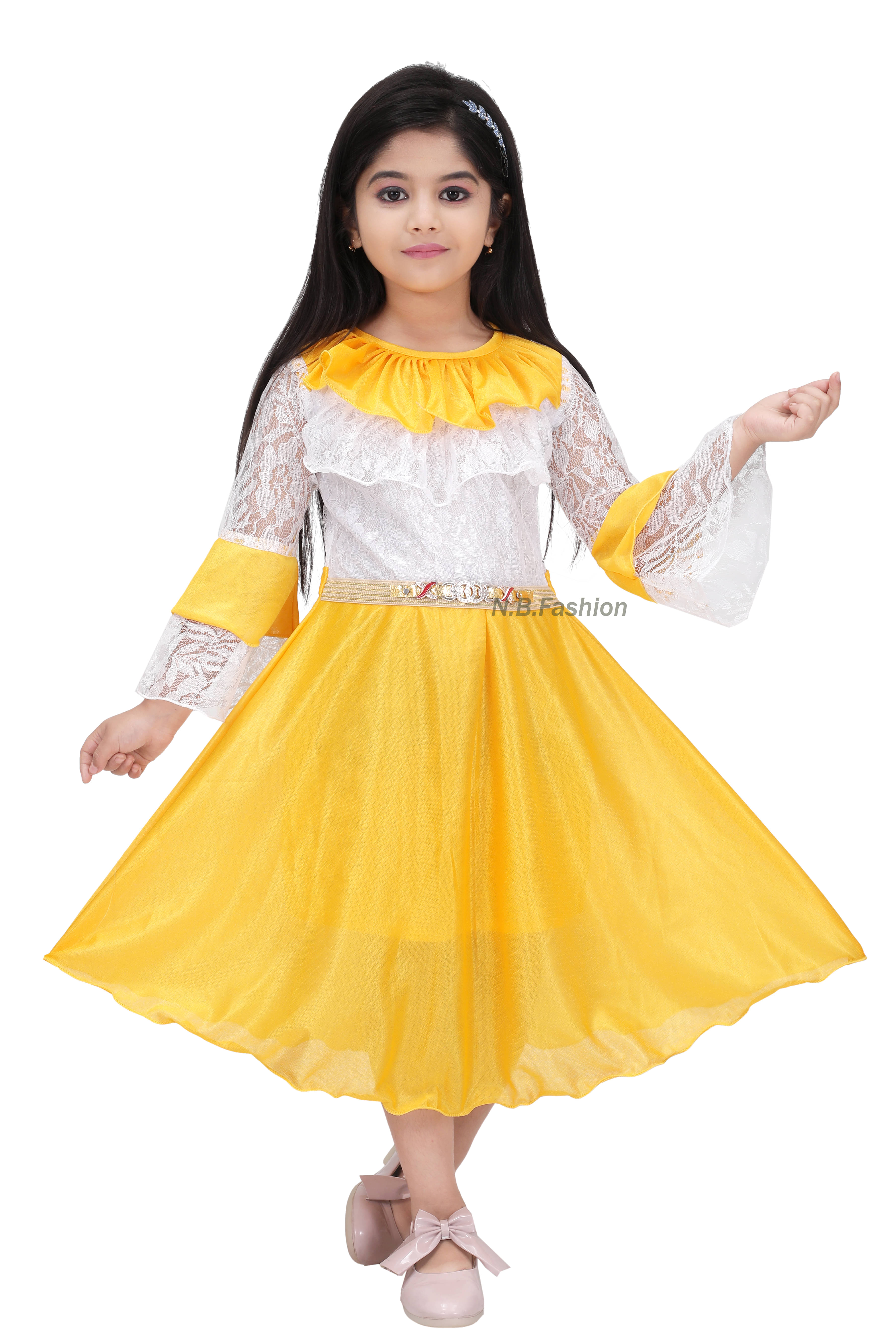 NIPU CREATION Cotton Blend A-line Dress For Girls ( Pack of 1 , Sky Blue ) NIPU CREATION Cotton Blend A-line Dress For Girls ( Pack of 1 , Sky Blue )
