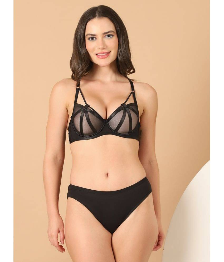 PrettyCat Net/Mesh Women's Bra & Panty Set ( Black ) Hot Lingerie PrettyCat Net/Mesh Women's Bra & Panty Set ( Black ) Hot Lingerie