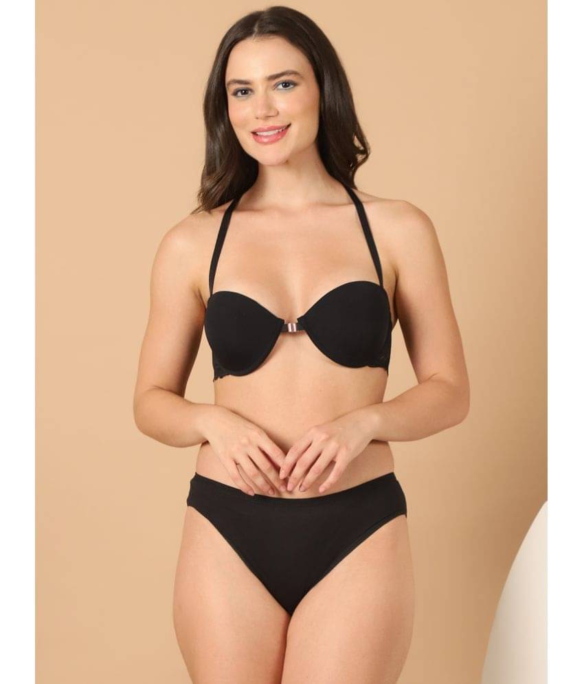     			PrettyCat Polyester Women's Bra & Panty Set ( Black ) Hot Lingerie