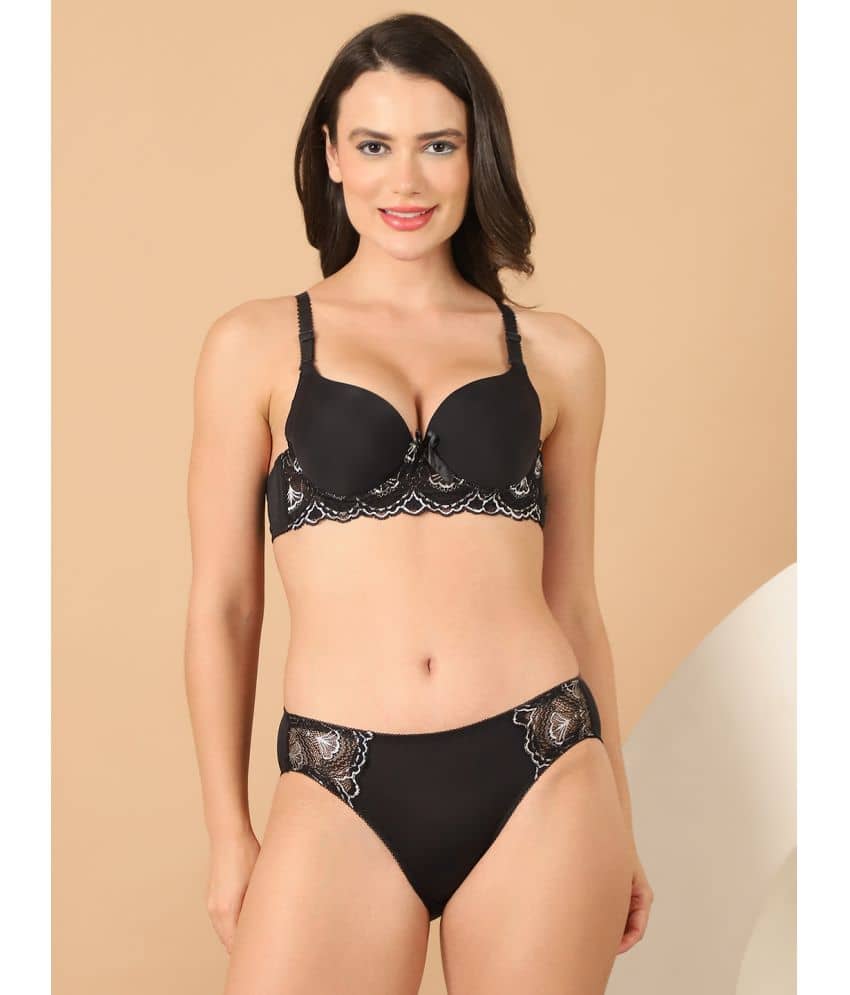 PrettyCat Polyester Women's Bra & Panty Set ( Burgundy ) Hot Lingerie