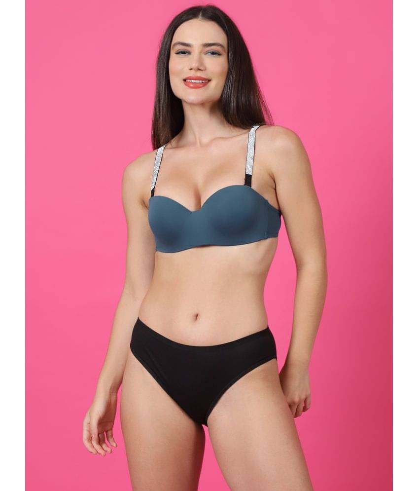    			PrettyCat Polyester Women's Bra & Panty Set ( Green ) Hot Lingerie