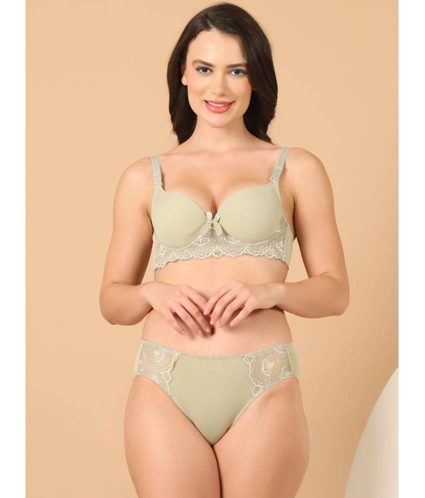     			PrettyCat Polyester Women's Bra & Panty Set ( Green ) Hot Lingerie