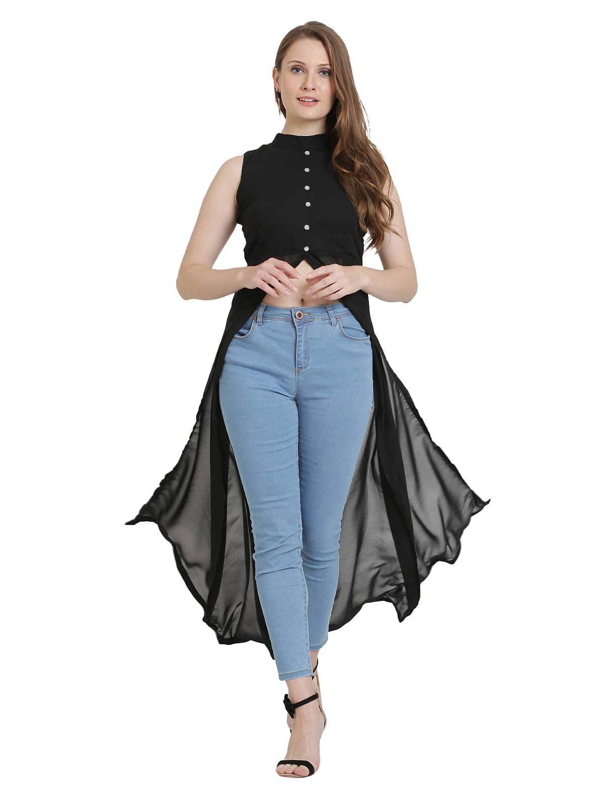     			READYON Women Crepe Solid Shift Dress ( Black )