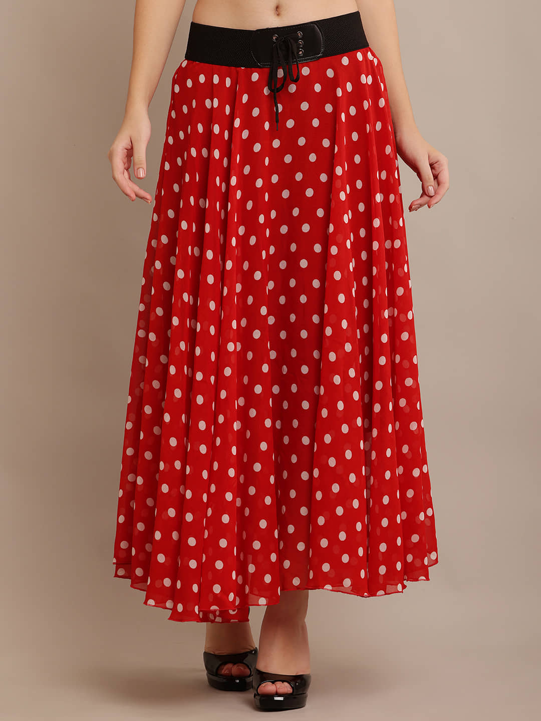 Raabta Fashion Red Georgette Women's Flared Skirt ( Pack of 1 )