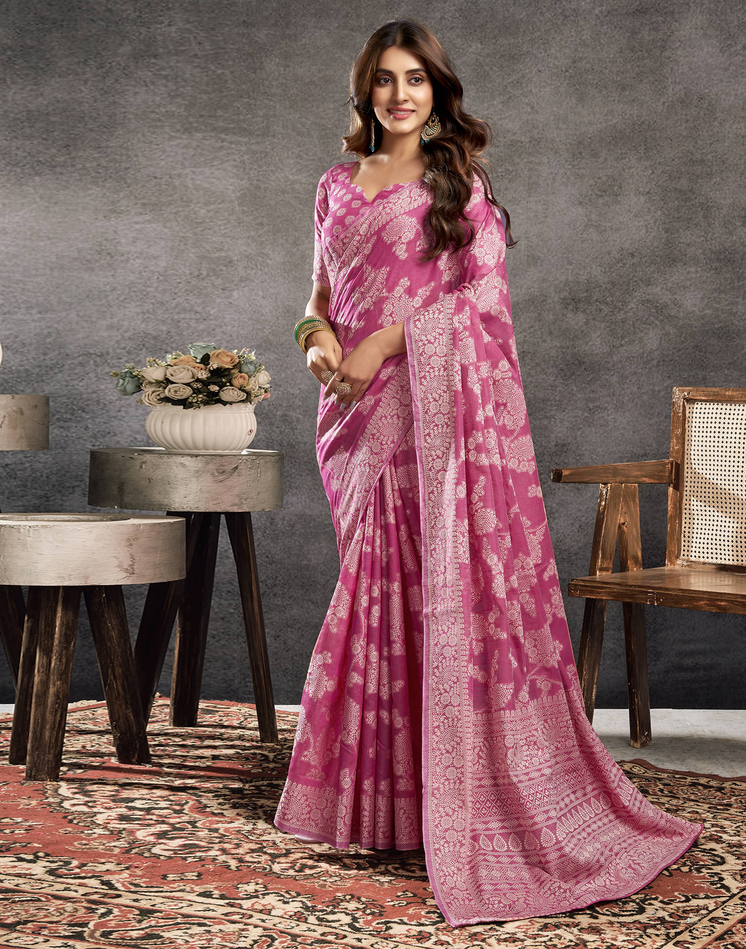 Satrani Cotton Blend Self Design Saree With Unstitched Blouse Piece ( Pink ) Satrani Cotton Blend Self Design Saree With Unstitched Blouse Piece ( Pink )