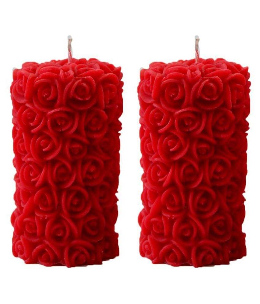     			Shraddha Creation Red Pillar Candle 11 cm ( Pack of 2 )